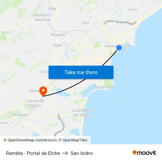Rambla - Portal de Elche to San Isidro map