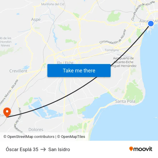 Óscar Esplá 35 to San Isidro map