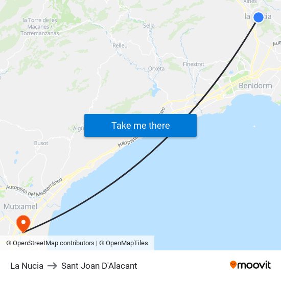 La Nucia to Sant Joan D'Alacant map