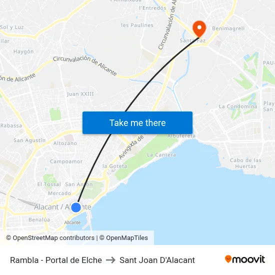 Rambla - Portal de Elche to Sant Joan D'Alacant map