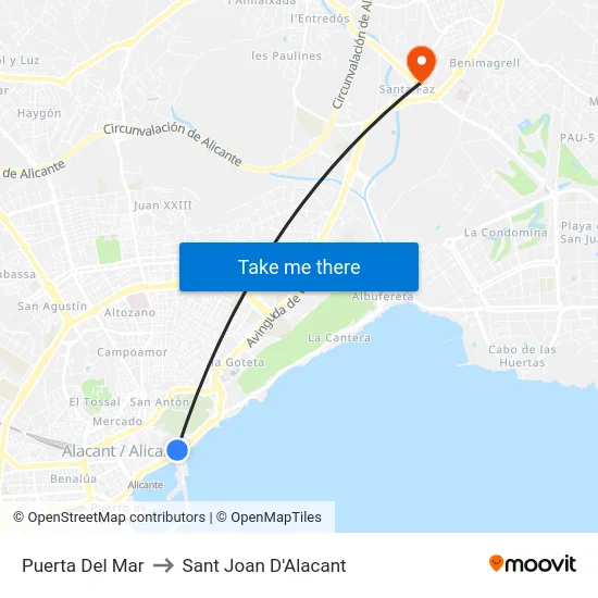 Puerta Del Mar to Sant Joan D'Alacant map