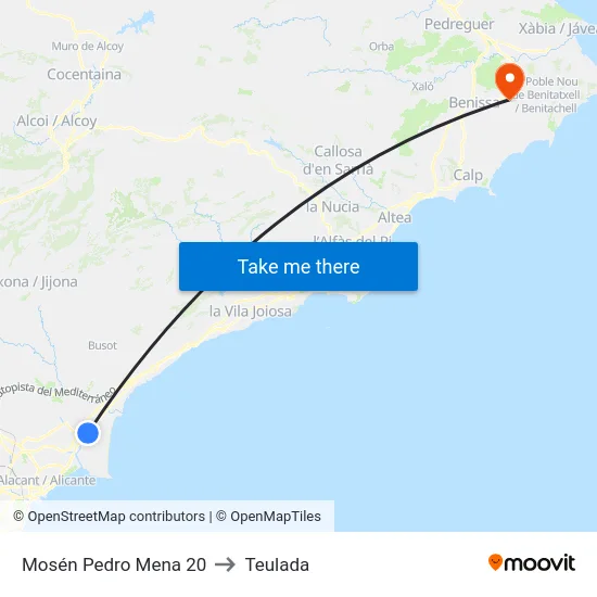 Mosén Pedro Mena 20 to Teulada map