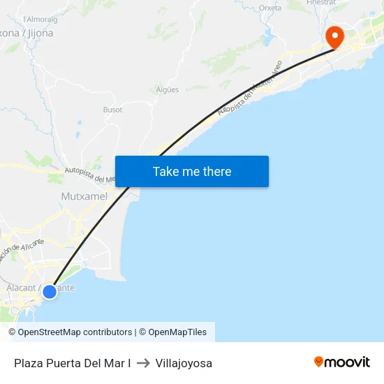 Plaza Puerta Del Mar I to Villajoyosa map