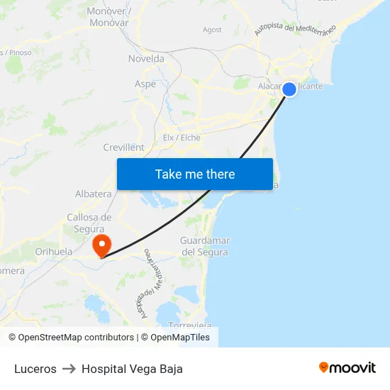 Luceros to Hospital Vega Baja map
