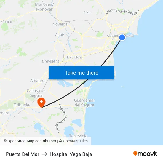 Puerta Del Mar to Hospital Vega Baja map
