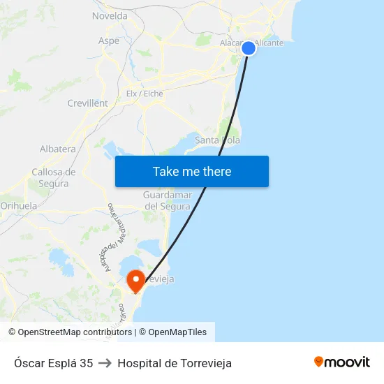 Óscar Esplá 35 to Hospital de Torrevieja map