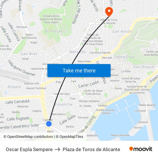 Oscar Espla Sempere to Plaza de Toros de Alicante map