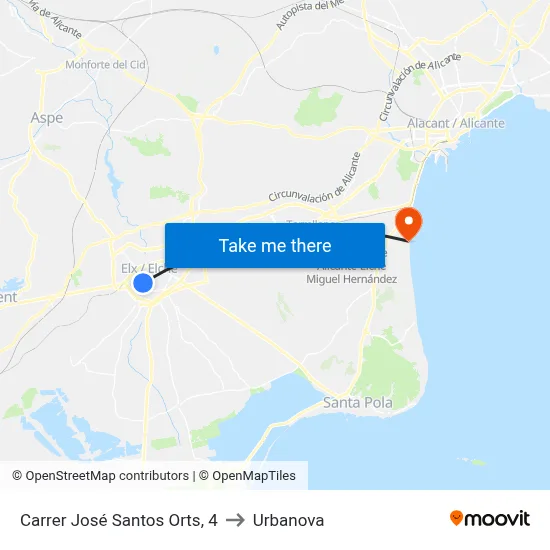 Carrer José Santos Orts, 4 to Urbanova map