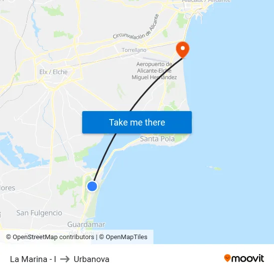 La Marina - I to Urbanova map