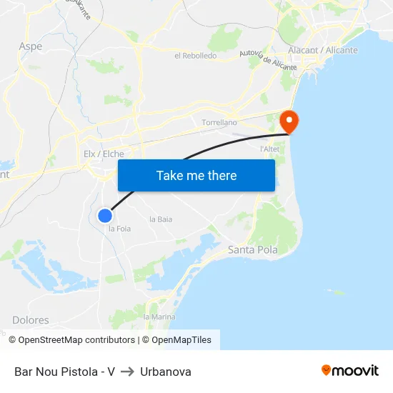 Bar Nou Pistola - V to Urbanova map
