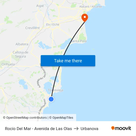 Rocío Del Mar - Avenida de Las Olas to Urbanova map