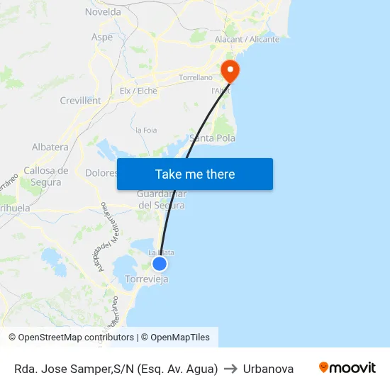 Rda. Jose Samper,S/N (Esq. Av. Agua) to Urbanova map