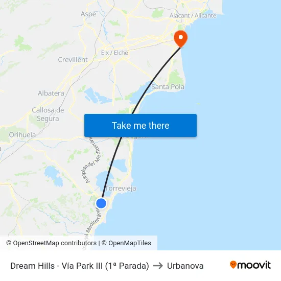 Dream Hills - Vía Park III (1ª Parada) to Urbanova map