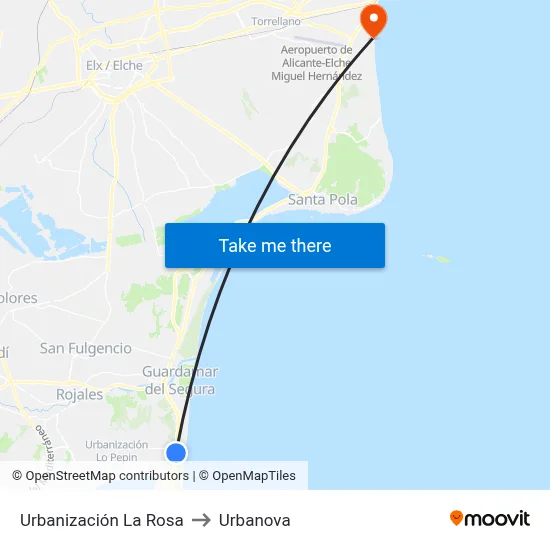 Urbanización La Rosa to Urbanova map