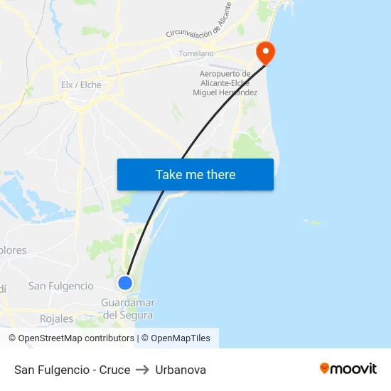 San Fulgencio - Cruce to Urbanova map
