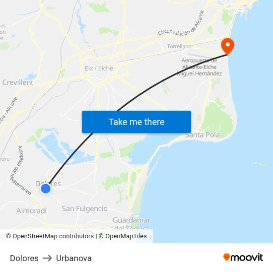Dolores to Urbanova map