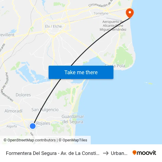 Formentera Del Segura - Av. de La Constitución to Urbanova map