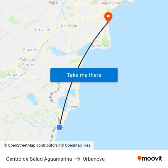 Centro de Salud Aguamarina to Urbanova map