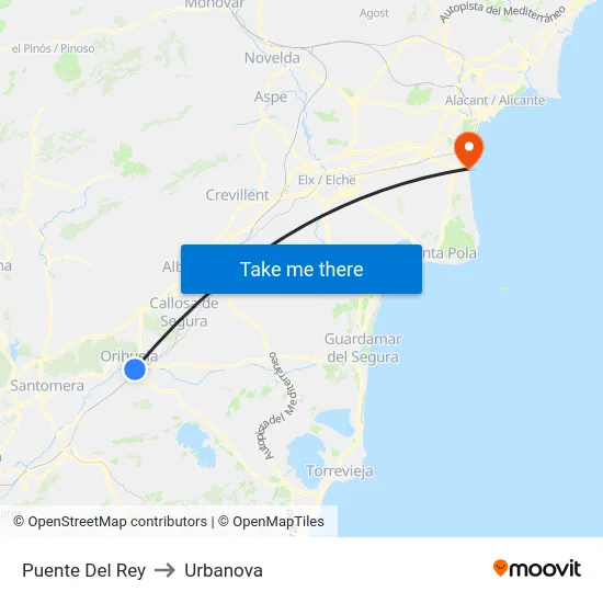 Puente Del Rey to Urbanova map