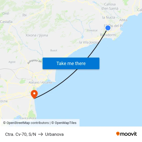 Ctra. Cv-70, S/N to Urbanova map