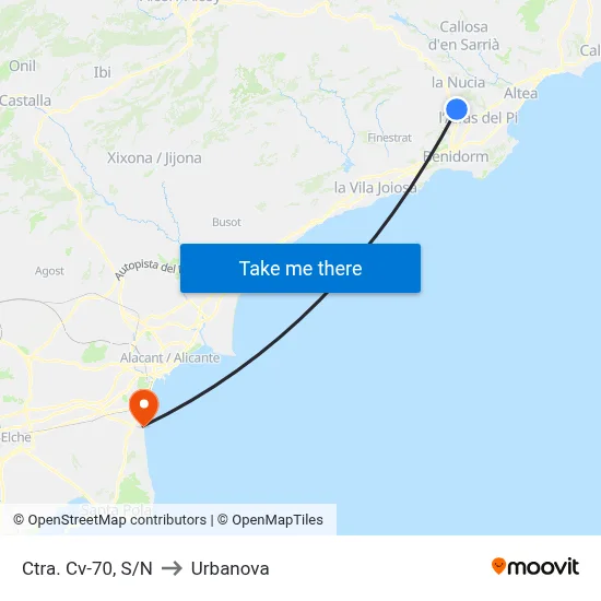 Ctra. Cv-70, S/N to Urbanova map
