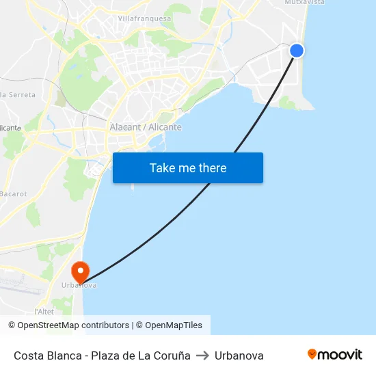 Costa Blanca - Plaza de La Coruña to Urbanova map