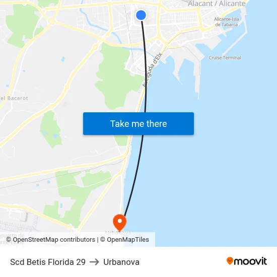 Scd Betis Florida 29 to Urbanova map