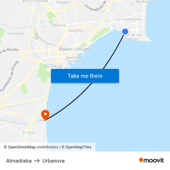 Almadraba to Urbanova map