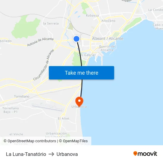 La Luna-Tanatório to Urbanova map