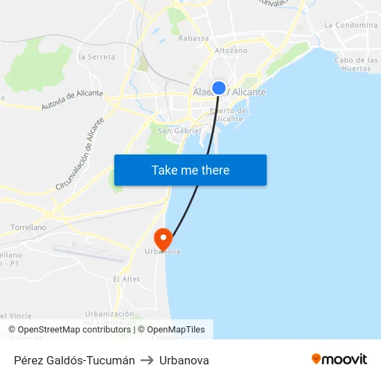 Pérez Galdós-Tucumán to Urbanova map