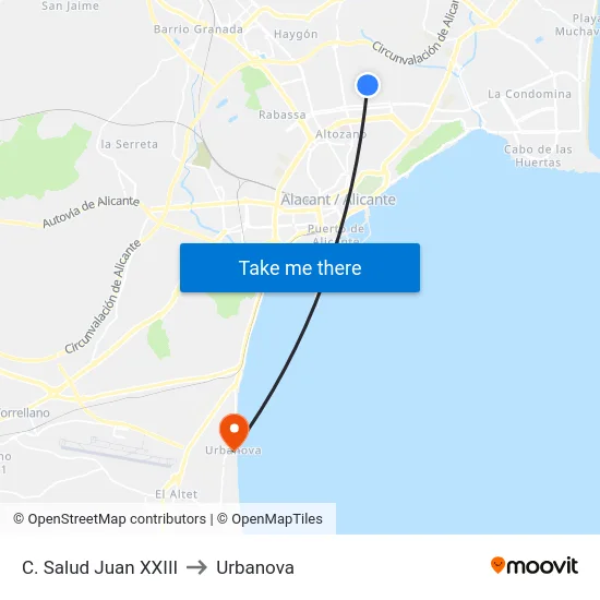 C. Salud Juan XXIII to Urbanova map