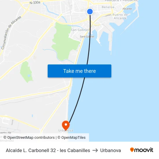 Alcalde L. Carbonell 32 - Ies Cabanilles to Urbanova map