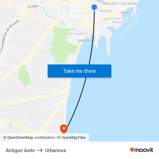 Antiguo Asilo to Urbanova map