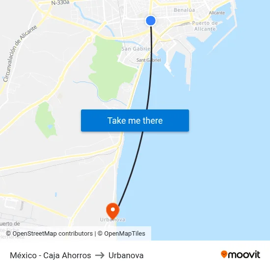 México - Caja Ahorros to Urbanova map