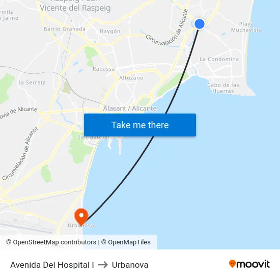 Avenida Del Hospital I to Urbanova map