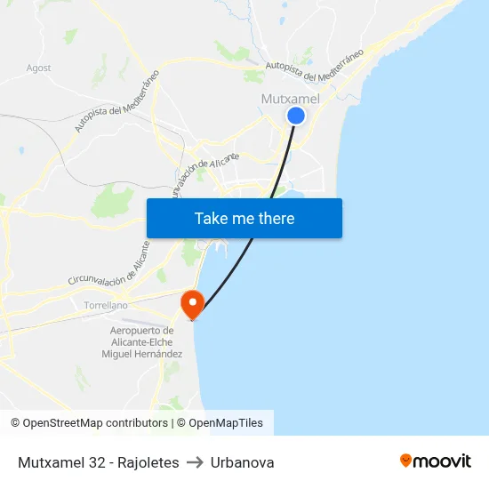 Mutxamel 32 - Rajoletes to Urbanova map