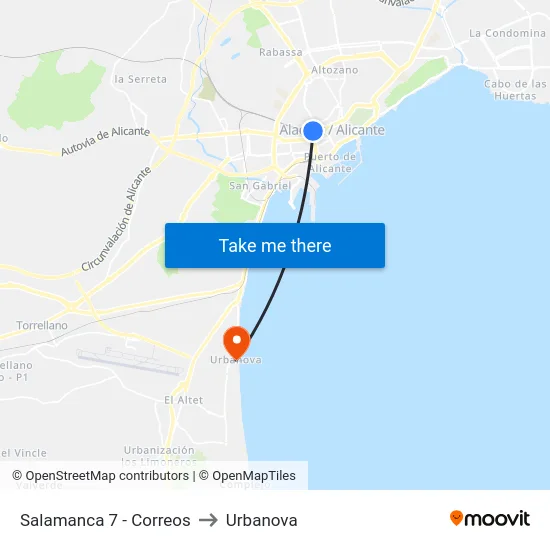 Salamanca 7 - Correos to Urbanova map