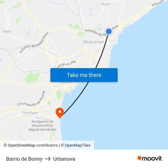 Barrio de Bonny to Urbanova map