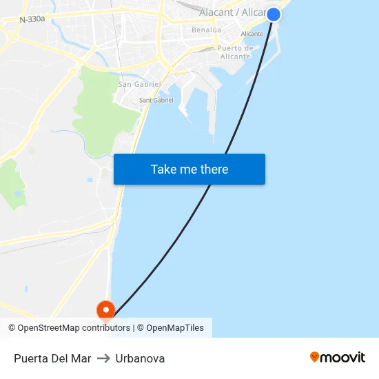 Puerta Del Mar to Urbanova map
