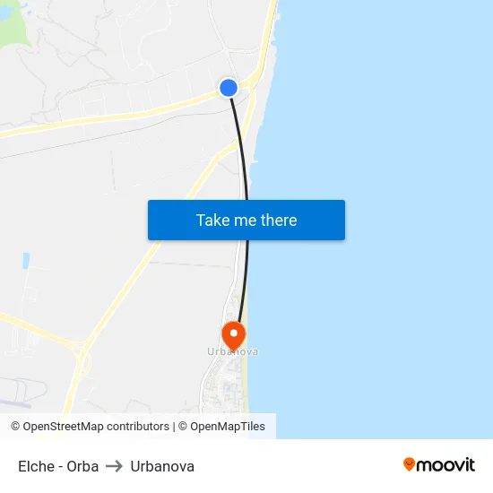 Elche - Orba to Urbanova map