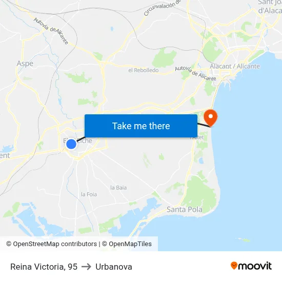 Reina Victoria, 95 to Urbanova map