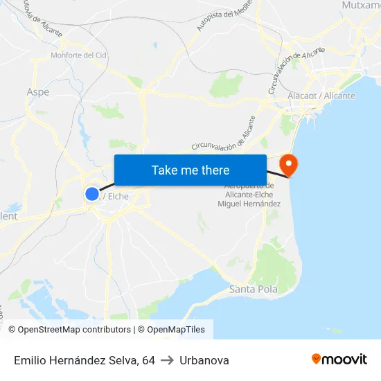 Emilio Hernández Selva, 64 to Urbanova map