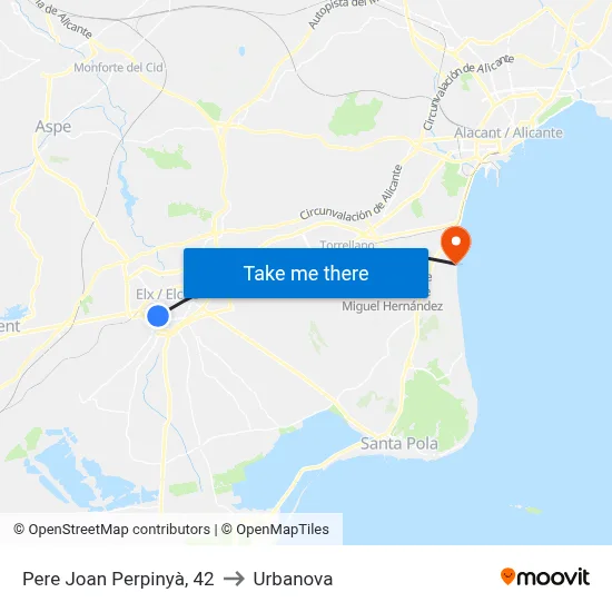 Pere Joan Perpinyà, 42 to Urbanova map