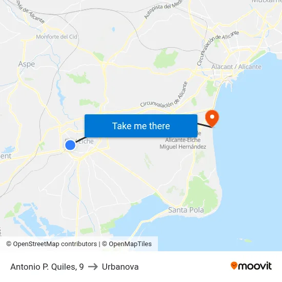 Antonio P. Quiles, 9 to Urbanova map