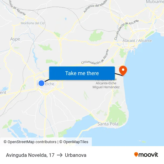 Avinguda Novelda, 17 to Urbanova map