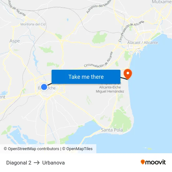 Diagonal 2 to Urbanova map