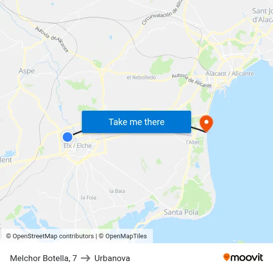 Melchor Botella, 7 to Urbanova map