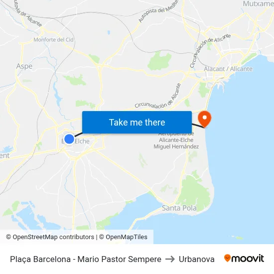 Plaça Barcelona - Mario Pastor Sempere to Urbanova map