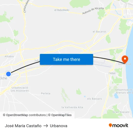 José María Castaño to Urbanova map