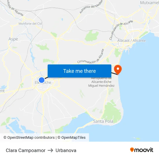 Clara Campoamor to Urbanova map